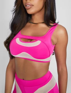 Mesh Illusion Insert Sleeveless Crop Top Hot Pink -Chic Step Shop 09.06carmen1687 scaled