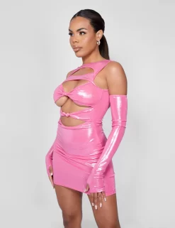 Cut Away Knotted Detail Metallic Mini Dress Pink -Chic Step Shop 09.06carmen1908copy2 scaled