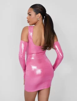 Cut Away Knotted Detail Metallic Mini Dress Pink -Chic Step Shop 09.06carmen1916copy2 scaled