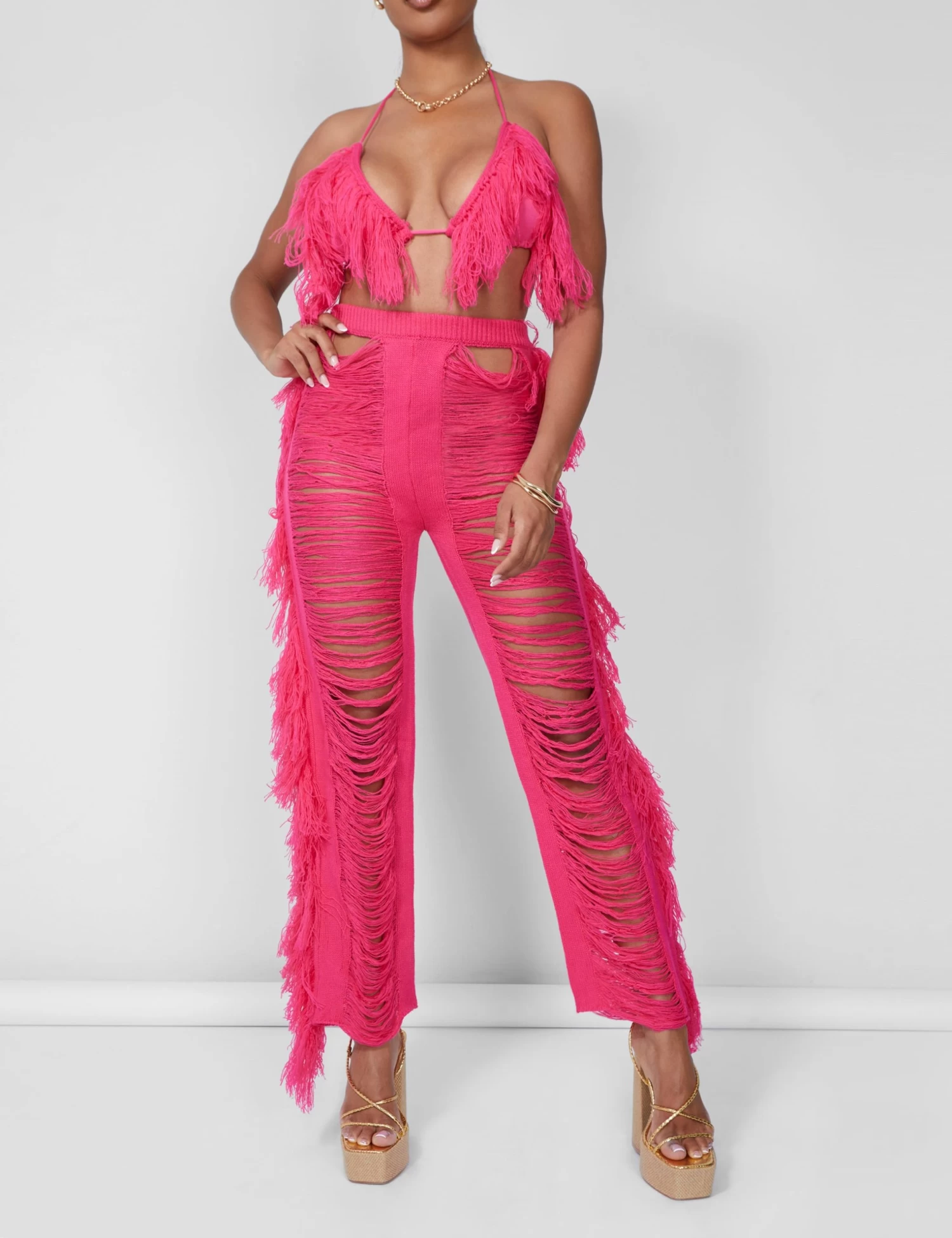 Fringe Trousers Hot Pink 7 Fringe Trousers Hot Pink - Image 7