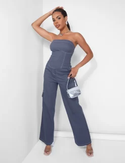 Denim Contrast Stitch Bandeau Top Grey -Chic Step Shop 09.06carmen2497copy scaled