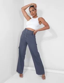 Denim Contrast Stitch Cargo Jeans Grey -Chic Step Shop 09.06carmen2542copy scaled