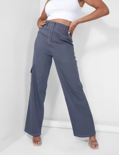 Denim Contrast Stitch Cargo Jeans Grey -Chic Step Shop 09.06carmen2547copy scaled