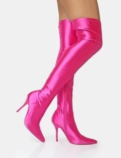 Instinct Pink Lycra Pointed Toe Stiletto Thigh High Boots -Chic Step Shop 10 07d28e66 8f9e 4603 bb9f 0546db4cfa9d scaled