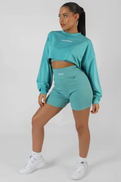 Oversized Super Cropped Kaiia Sport Sweatshirt Blue -Chic Step Shop 12.01 606