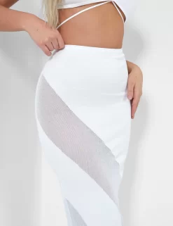 Sheer Panelled Mesh Knitted Maxi Skirt Ivory 6 Sheer Panelled Mesh Knitted Maxi Skirt Ivory -Chic Step Shop 12.042217copy