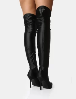 Instinct Black Lycra Pointed Toe Stiletto Thigh High Boots -Chic Step Shop 16 df0c2225 74a4 43df 8835 32ccc798525a scaled