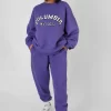 Embroidered Slogan 90'S Jogger Purple