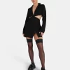 Cut Out Chain Waist Blazer Dress Black