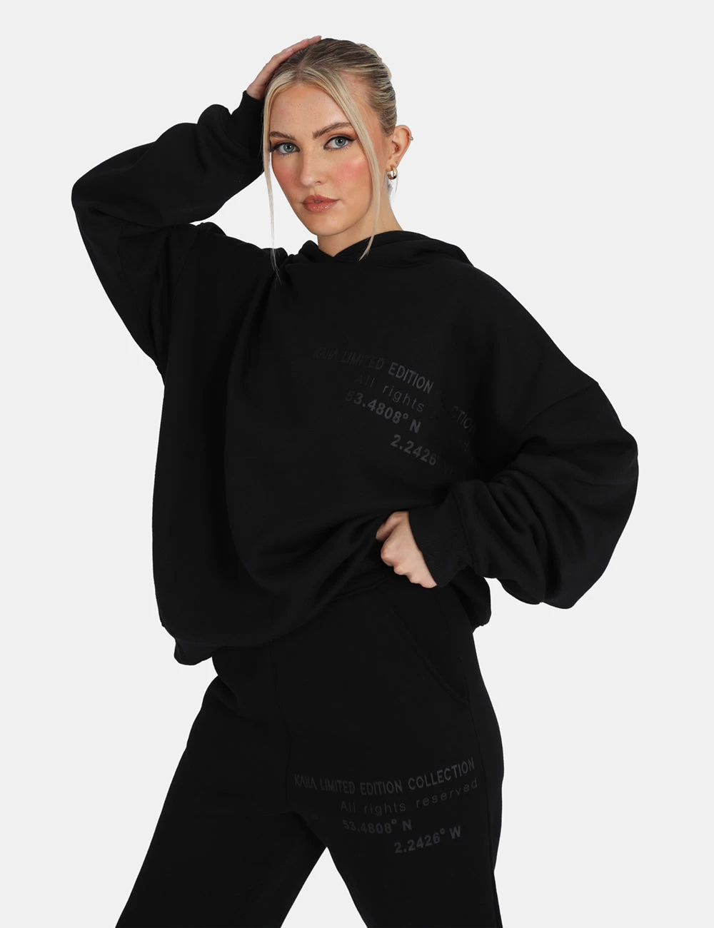 Oversized Text Detail Hoodie Black 1 Oversized Text Detail Hoodie Black