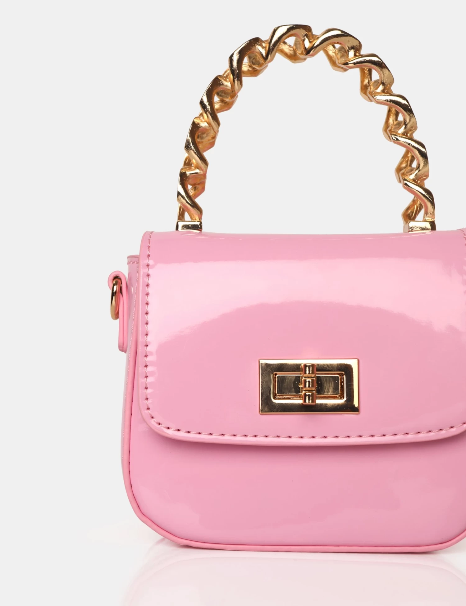 The Bridgerton Baby Pink Patenet Mini Bag 3 The Bridgerton Baby Pink Patenet Mini Bag - Image 3