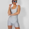 Second Skin Square Neck Unitard Grey