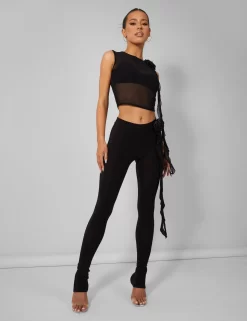 Rose Detail Sleeveless Mesh Top Black 8 Rose Detail Sleeveless Mesh Top Black -Chic Step Shop 1trousers scaled