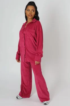 Towelling Wide Leg Joggers Pink -Chic Step Shop 20.04 305 scaled