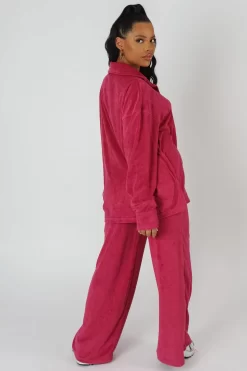 Towelling Wide Leg Joggers Pink -Chic Step Shop 20.04 314 scaled