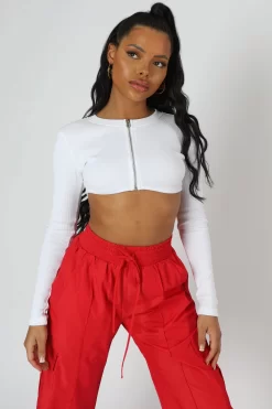 Zip Through Underbust Ribbed Top White -Chic Step Shop 20.04 925 scaled
