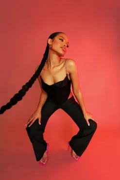 Chain Strap Handkerchief Top Black