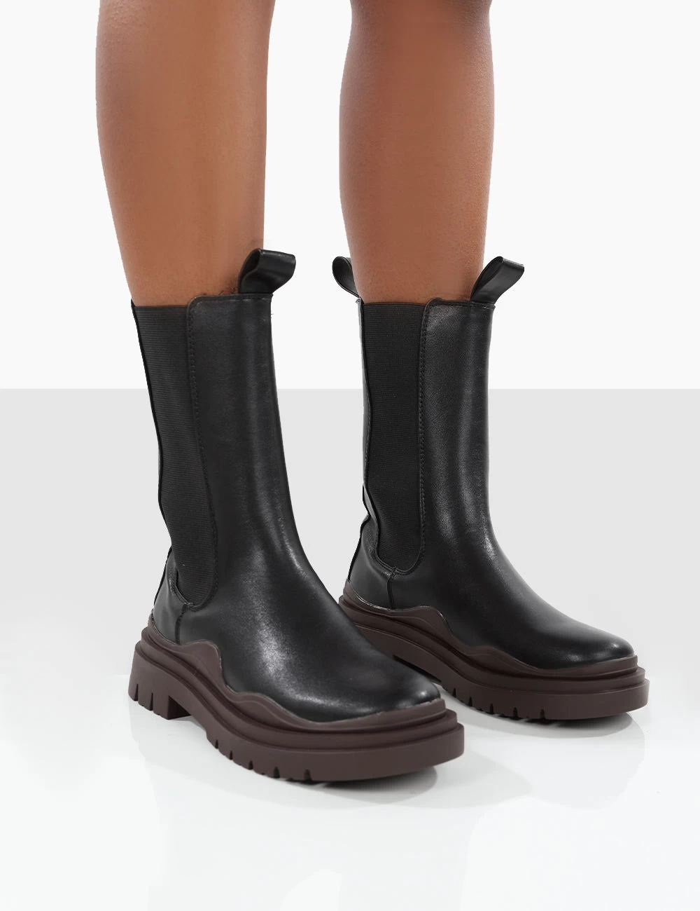 Cherry Black Chunky Sole Chelsea Ankle Boots 1 Cherry Black Chunky Sole Chelsea Ankle Boots