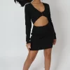 U-Bar Trim Mini Dress Black