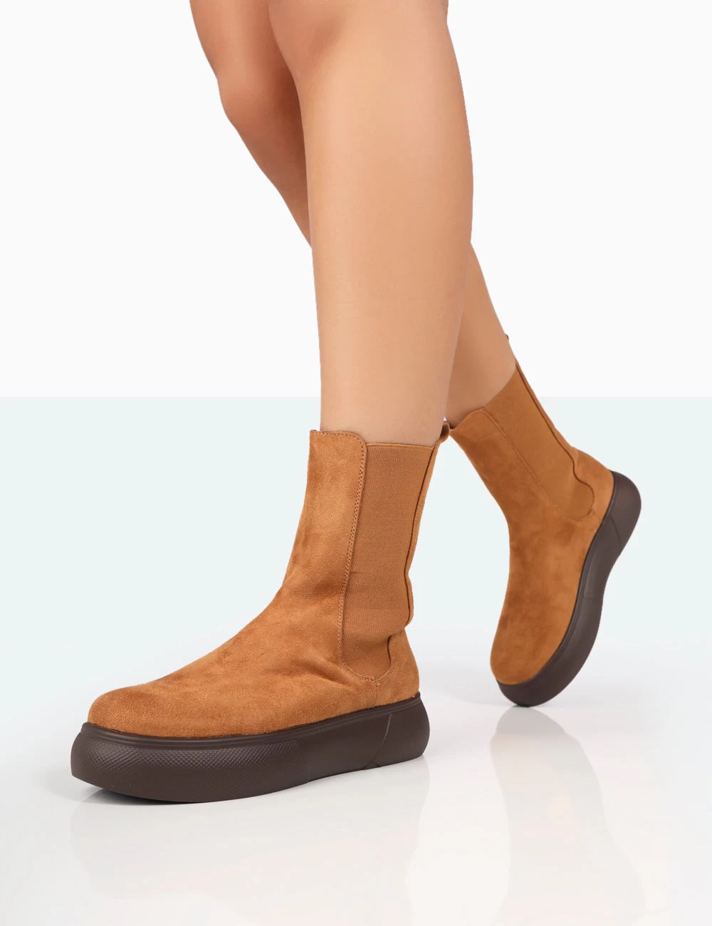 Pisa Tan Chunky Rubber Sole Chelsea Boots 2 Pisa Tan Chunky Rubber Sole Chelsea Boots - Image 2