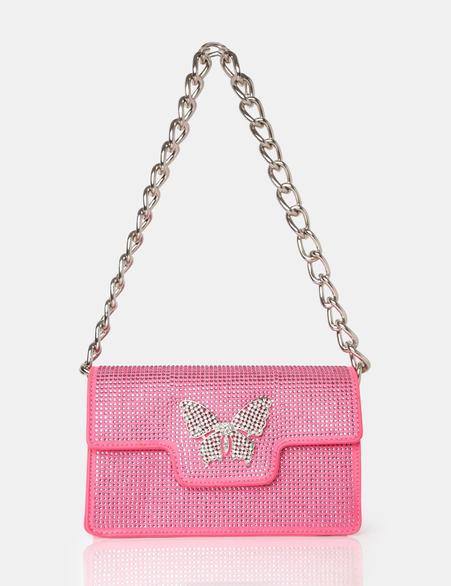 The Butterfly Pink Diamante Shoulder Bag 1 The Butterfly Pink Diamante Shoulder Bag