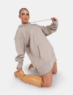 Oversized Sweat Hoodie Dress Ash -Chic Step Shop 2 c0a4f8e0 ec72 4889 9128 0f6fd3a418f7
