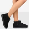 Frosty Black Faux Suede Ultra Mini Ankle Boots