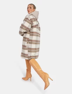 Longline Soft Touch Check Shacket Ecru -Chic Step Shop 2 f28d9c85 d900 477a a12f e0263c42ab0c