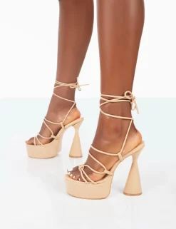Giana Nude Pu Strappy Lace Up Block Heels 7 Giana Nude Pu Strappy Lace Up Block Heels -Chic Step Shop 31.08PDECOM0695