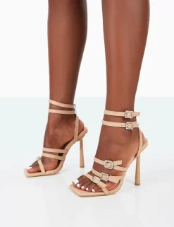Lindsey Nude Pu Strappy Square Toe Stiletto Heels 7 Lindsey Nude Pu Strappy Square Toe Stiletto Heels -Chic Step Shop 31.08PDECOM0781