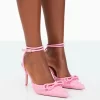 Karlie Pink Pu Bow Studded Pointed Court Stiletto Heels