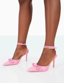 Karlie Pink Pu Bow Studded Pointed Court Stiletto Heels -Chic Step Shop 31.08PDECOM0788