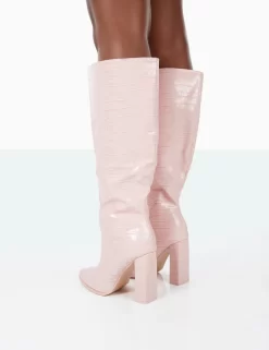 Posie Wide Fit Baby Pink Croc PU Knee High Block Heel Boots 6 Posie Wide Fit Baby Pink Croc PU Knee High Block Heel Boots -Chic Step Shop 31.08PDECOM0816 38976a76 eb8b 4edf 900c 84512f1f53ea
