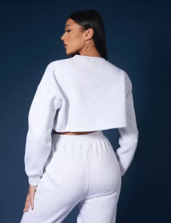 Oversized Cropped Sweat Oatmeal Marl -Chic Step Shop 33333233copy