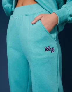 Seam Front Straight Leg Embroidered Joggers Aqua -Chic Step Shop 33333836copy