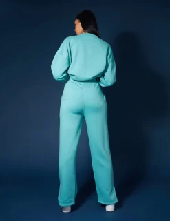 Seam Front Straight Leg Embroidered Joggers Aqua -Chic Step Shop 33333849 scaled