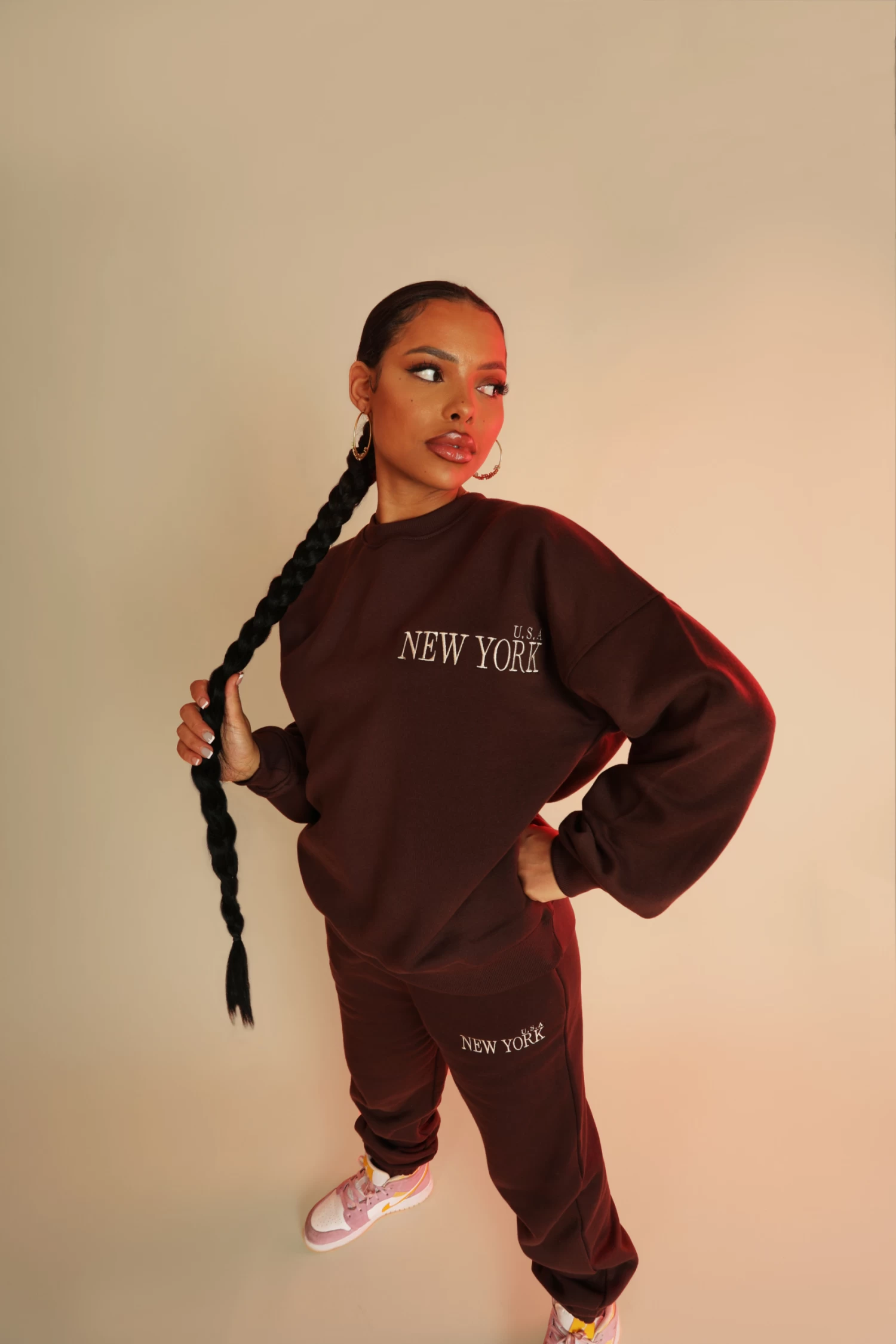 New York Oversized Sweatshirt Chocolate 1 New York Oversized Sweatshirt Chocolate