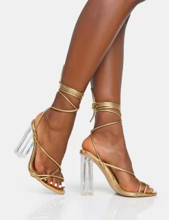 Clara Metallic Gold Pu Strappy Lace Up Round Toe Clear Perspex Heels -Chic Step Shop 3 0c5b74f2 2f81 402f bc02 231c03162a01 scaled