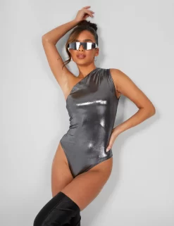 One Shoulder Ruched Metallic Bodysuit Silver 9 One Shoulder Ruched Metallic Bodysuit Silver -Chic Step Shop 3 0cf32e5e ae11 4ff4 b793 e215536280b4 scaled