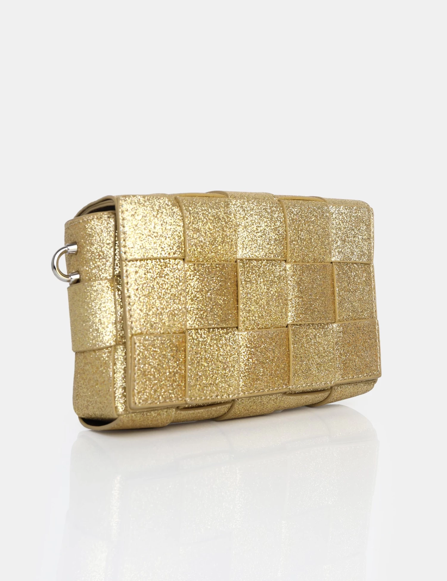 The Mayan Champagne Glitter Weave Gold Chain Detail Shoulder Bag 2 The Mayan Champagne Glitter Weave Gold Chain Detail Shoulder Bag - Image 2