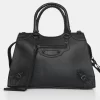 The Willa Black Matte Croc Zip Detail Tote Bag