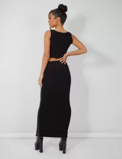 Body Heat Print Slinky Midaxi Skirt Black -Chic Step Shop 3skirttandtopback f884885a e735 4842 a1f8 7bfa8270f7be scaled