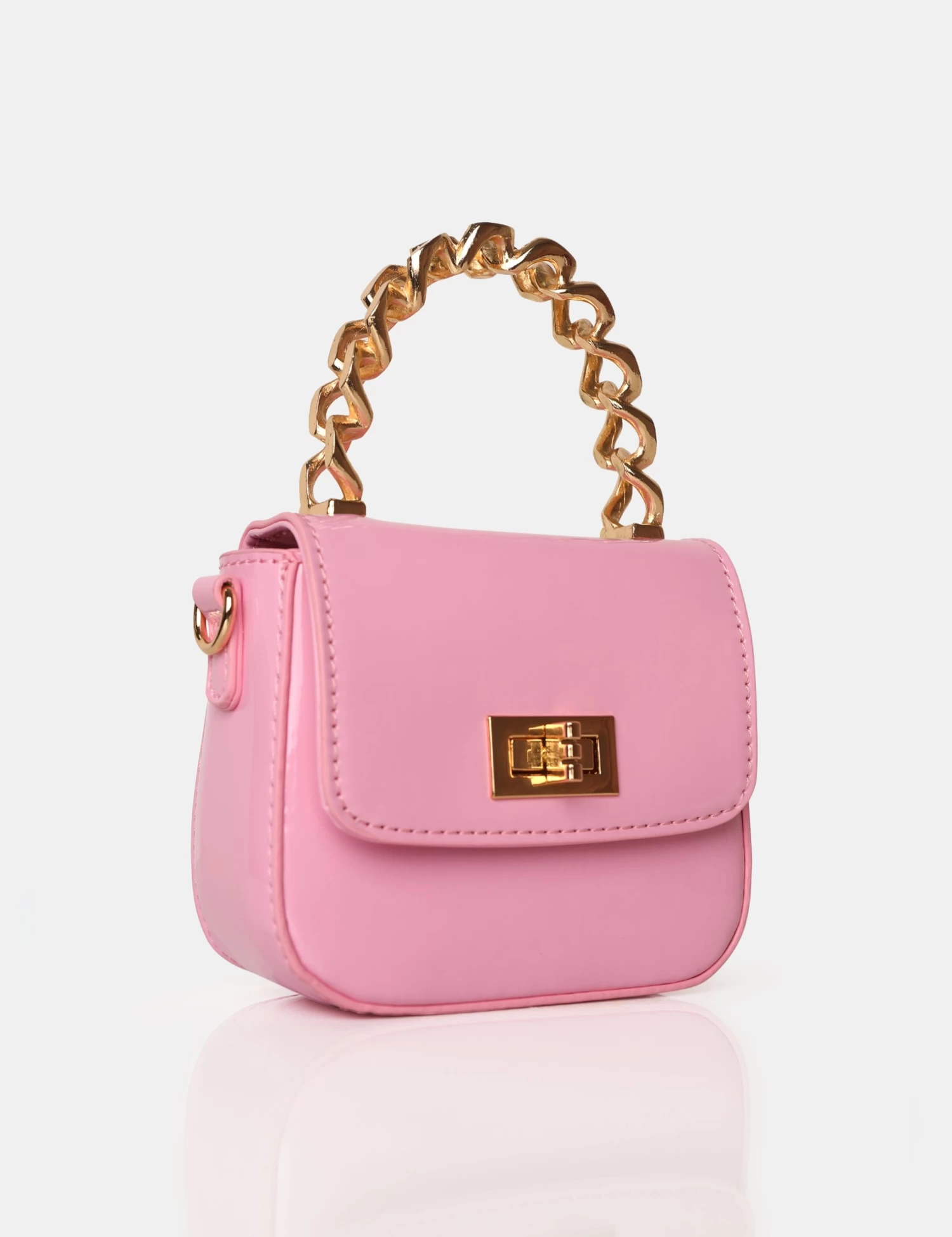 The Bridgerton Baby Pink Patenet Mini Bag 2 The Bridgerton Baby Pink Patenet Mini Bag - Image 2