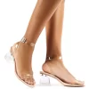 Afternoon Wide Fit Nude Patent Clear Perspex Block Mid Heels