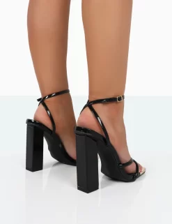 Influence Black Patent Pu Square Toe Block High Heels -Chic Step Shop 771A0003 c06fab33 9eef 4f31 81e1 501036e1f214