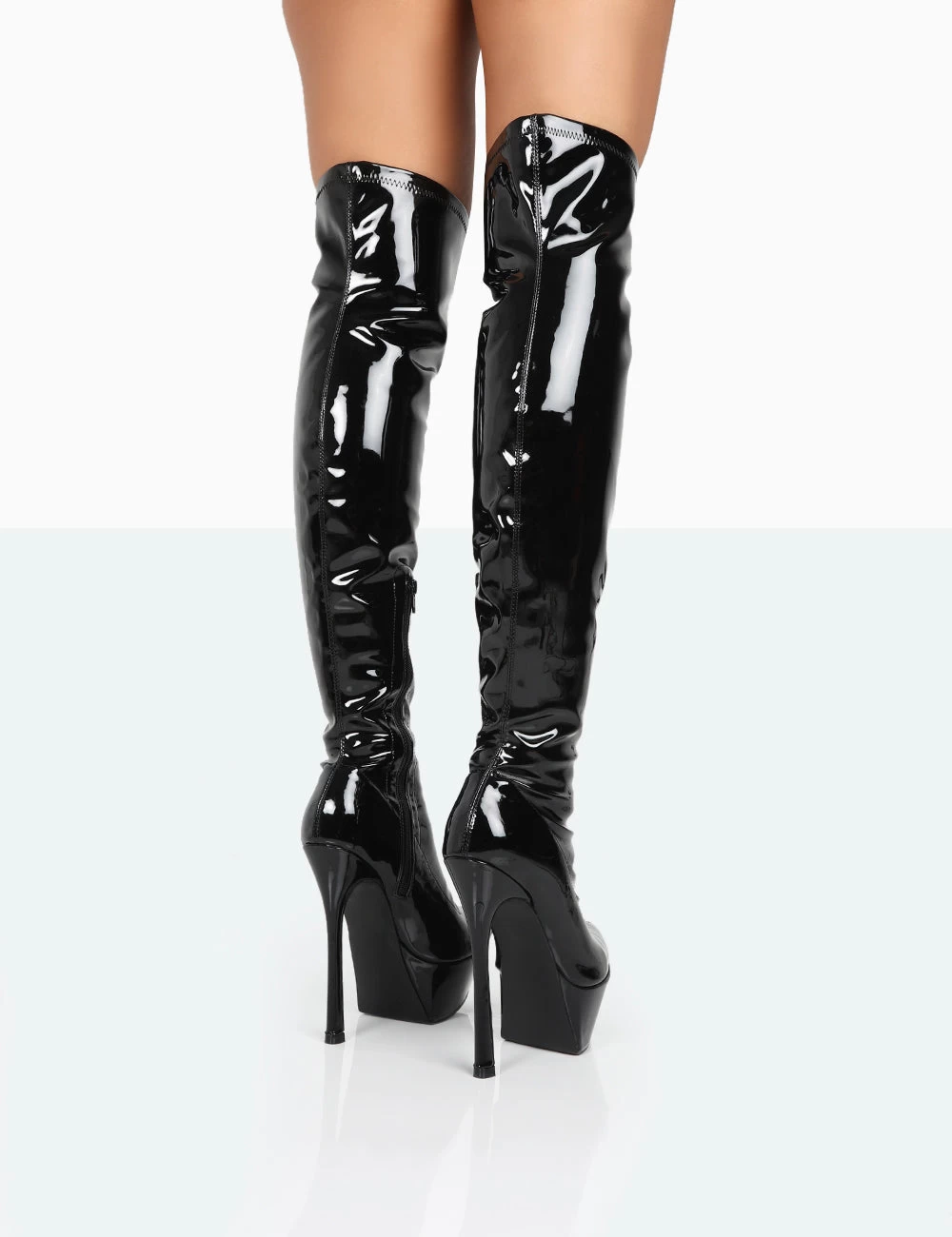 Trixie Black Patent Stiletto Platform Over The Knee Boots 4 Trixie Black Patent Stiletto Platform Over The Knee Boots - Image 4
