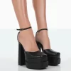 Moonchild Black Pu Closed Toe Statement Platform Block Heels