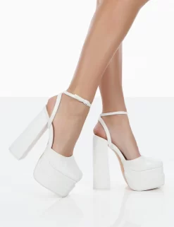 Moonchild White Pu Closed Toe Statement Platform Block Heels -Chic Step Shop 771A0345