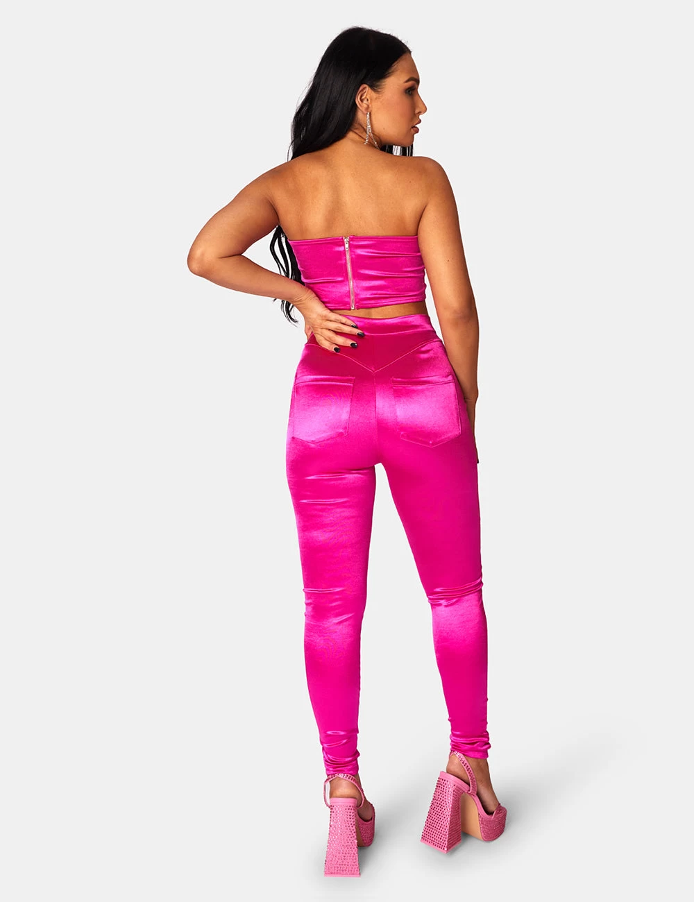 DISCO SKINNY LEG TROUSERS PINK 2 DISCO SKINNY LEG TROUSERS PINK - Image 2