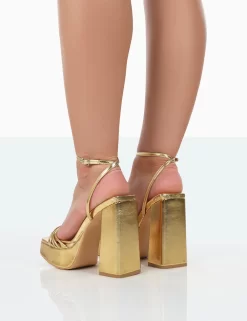 Boujee Gold Metallic Square Toe Strappy Block Heels 6 Boujee Gold Metallic Square Toe Strappy Block Heels -Chic Step Shop 771A0847